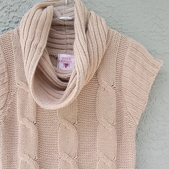 Pink Republic Y2K Cowl Neck Chunky Cable Knit Sweater Dress – Size Large - Picture 6 of 9
